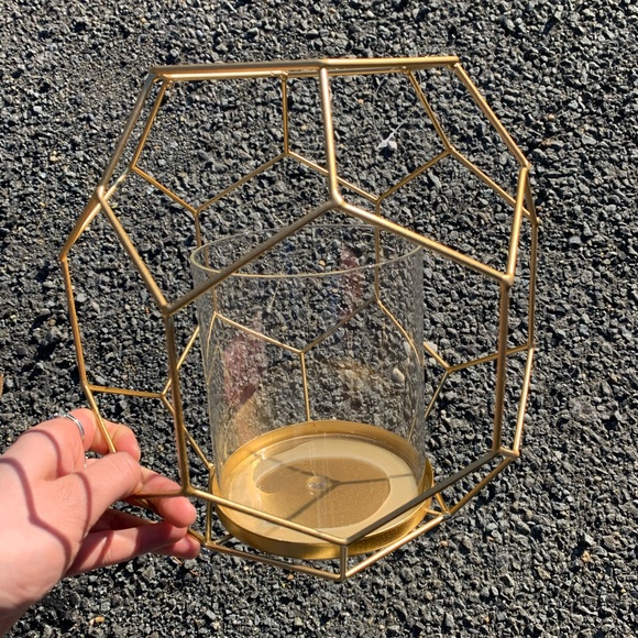 2 - Gold Geometric Vase - Picture 2 of 4